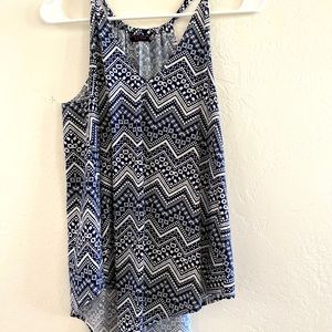 Aztec Navy and White Flowy Top